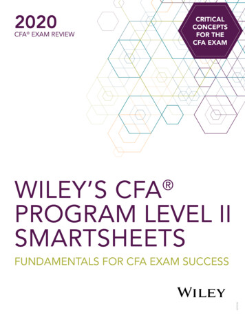 WILEY’S CFA PROGRAM LEVEL II SMARTSHEETS