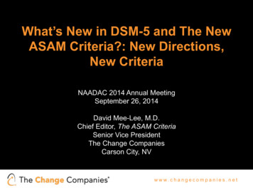 What’s New In DSM-5 And The New ASAM Criteria?: New .
