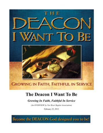 The Deacon I Want To Be - Tar River Baptist Association