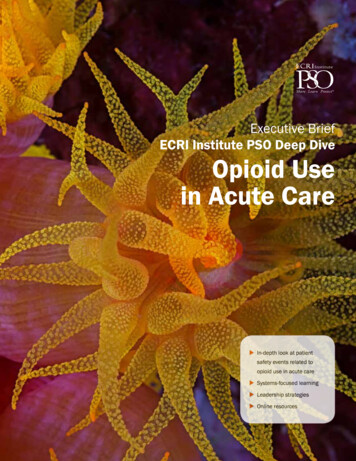 Executive Brief ECRI Institute PSO Deep Dive Opioid Use In Acute Care