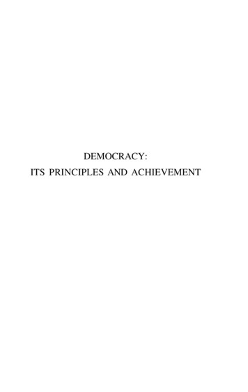DEMOCRACY: ITS PRINCIPLES AND ACHIEVEMENT