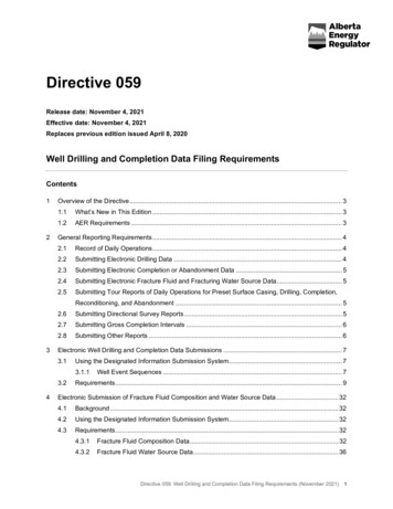 Directive 059: Well Drilling And Completion Data Filing Requirements
