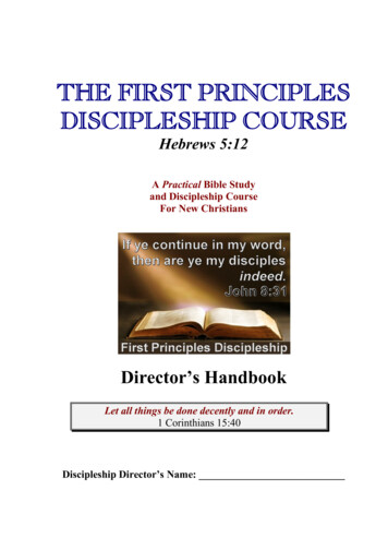 THE FIRST PRINCIPLES DISCIPLESHIP COURSE