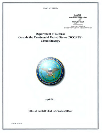 DOD Outside The Continental United States Cloud Strategy