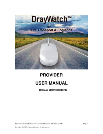 PROVIDER USER MANUAL - Dray Watch