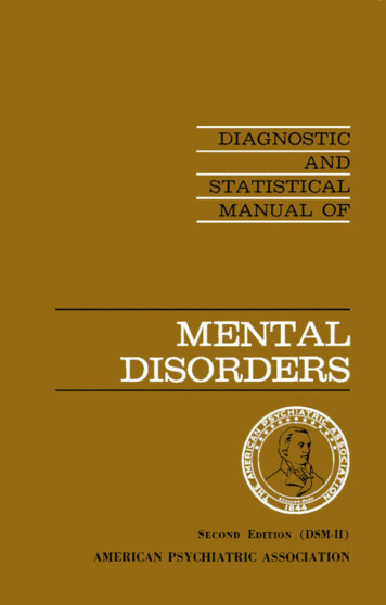 Diagnostic And Statistical Manual Of Mental Disorders (DSM-II)