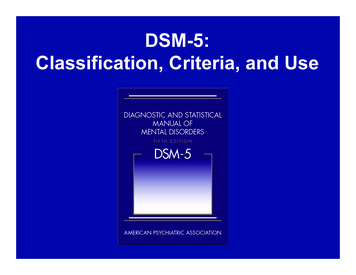DSM-5: Classification, Criteria, And Use