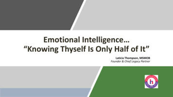 Emotional Intelligence “Knowing Thyself Is Only Half Of It”