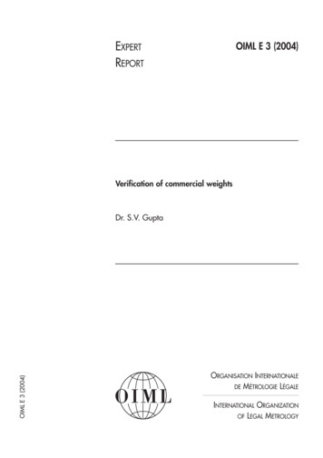 Verification Of Commercial Weights Dr. S.V. Gupta