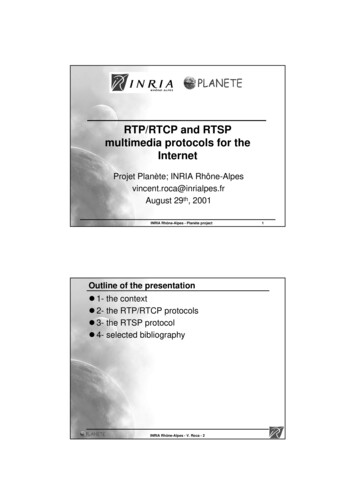 RTP/RTCP And RTSP Multimedia Protocols For The Internet - Inria