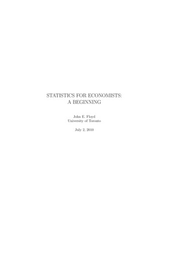 STATISTICS FOR ECONOMISTS: A BEGINNING