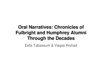 Oral Narratives: Chronicles Of Fulbright And Humphrey Alumni Through .