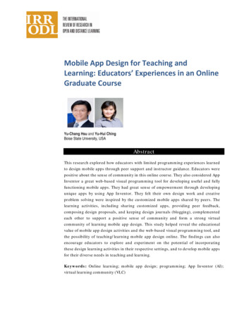 Mobile App Design For Teaching And Learning: Educators .