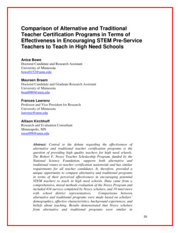 Comparison Of Alternative And Traditional Teacher Certification . - Ed