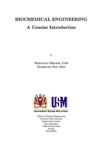 BIOCHEMICAL ENGINEERING A Concise Introduction