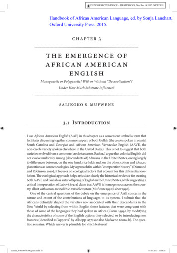 The Emergence Of African American English