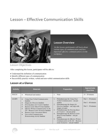 Lesson Effective Communication Skills