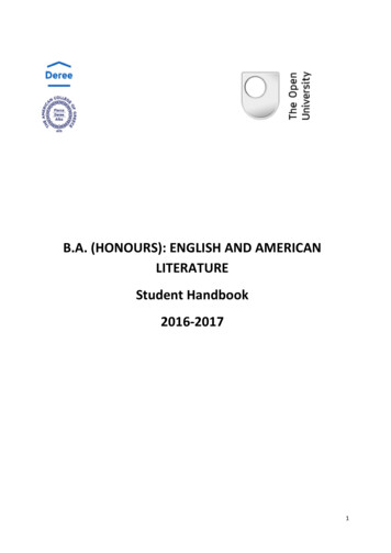 B.A. (HONOURS): ENGLISH AND AMERICAN LITERATURE 