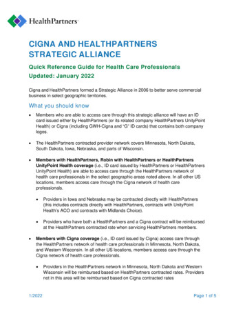 Cigna And Healthpartners Strategic Alliance