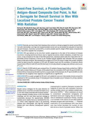 Event-Free Survival, A Prostate-Specific Antigen–Based .