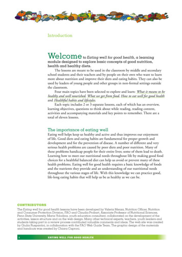 Welcome Eating Well For Good Health, A Learning