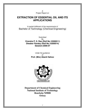 EXTRACTION OF ESSENTIAL OIL AND ITS . - Nitrkl.ac.in