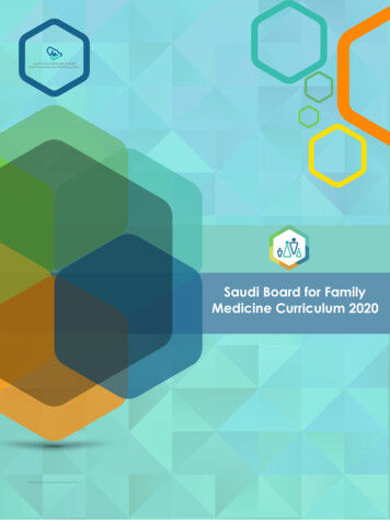 Saudi Board For Family Medicine Curriculum 2020