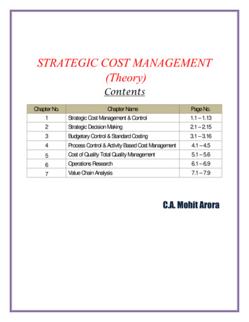 STRATEGIC COST MANAGEMENT (Theory) - Global CMA