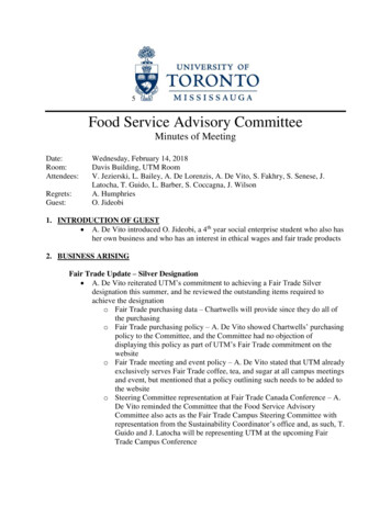 Food Service Advisory Committee - University Of Toronto Mississauga