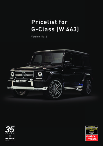 Pricelist For G-Class (W 463) - Brabus