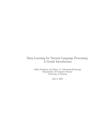 Deep Learning For Natural Language Processing: A Gentle .
