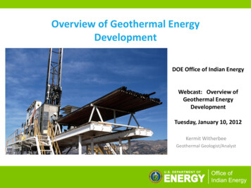 Overview Of Geothermal Energy Development
