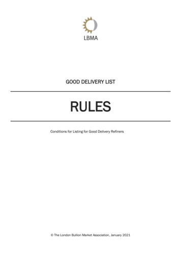GD Rules 15 20150316 - London Bullion Market Association