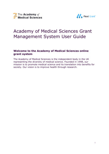 Academy Of Medical Sciences Grant Management System User Guide