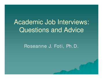 Academic Job Interviews: Questions And Advice - Virginia Tech