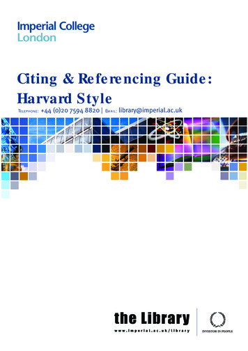 Citing & Referencing Guide: Harvard Style