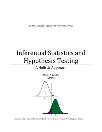 Inferential Statistics And Hypothesis Testing