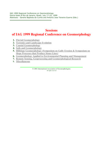 Sessions Of IAG 1999 Regional Conference On Geomorphology