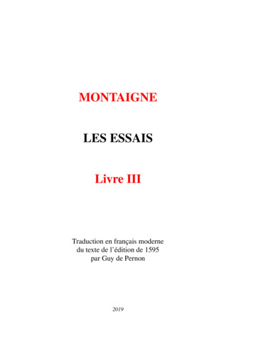 MONTAIGNE LES ESSAIS Livre III - Guy De Pernon