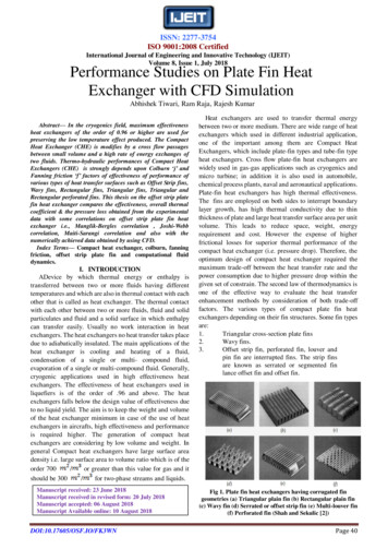 Performance Studies On Plate Fin Heat Exchanger With CFD .