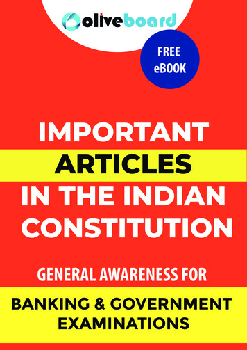 IMPORTANT ARTICLES IN THE INDIAN CONSTITUTION