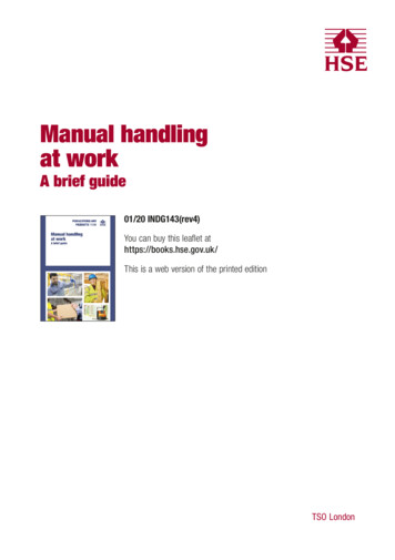Manual Handling At Work - HSE