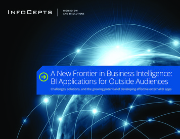 A New Frontier In Business Intelligence: BI Applications For Outside .