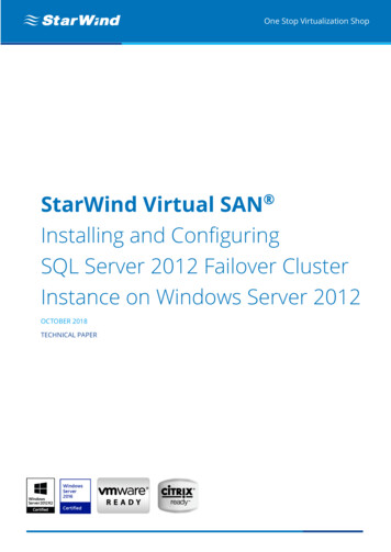 Installing And Configuring SQL Server 2012 Failover .