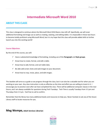 Intermediate Microsoft Word 2010