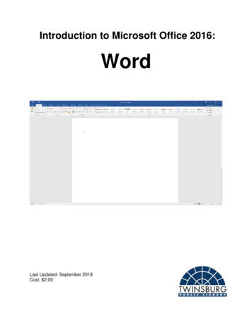 Introduction To Microsoft Office 2016: Word