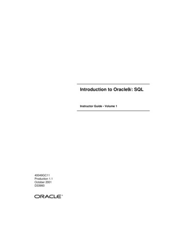 Introduction To Oracle 9i SQL Instructor Guide