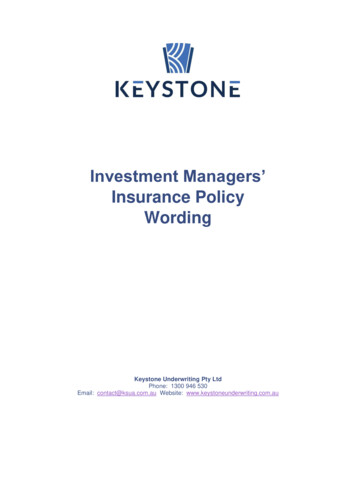 Insurance Policy Wording - Keystone Underwriting