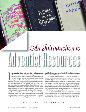 AnIntroduction To Adventist Resources