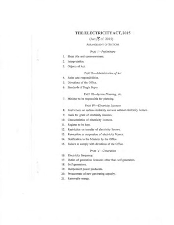 THE ELECTRICITY ACT, 2015